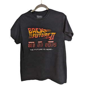 Back to the Future Part II T-Shirt Medium Black Graphic Short Sleeve Crew Neck